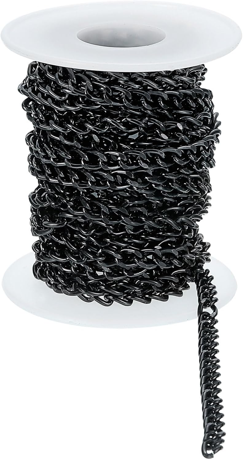16.4 Feet Aluminum Link Chain, Link Cable Chain Oval Plated Chain Bulk Craft Jewelry Making Chain Roll for DIY Necklaces Bracelets Anklets, 7x5x1.3mm, Dark Grey