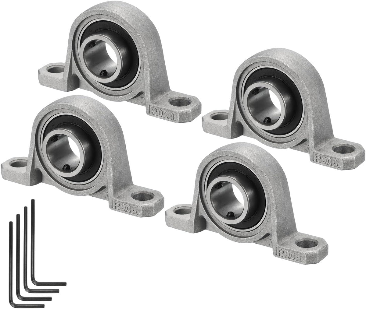 4pcs KP004 Flanged Pillow Block Bearings 20mm Bore, Zinc Alloy Self Aligning Flange Mounted Bearings