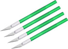 Art Craft Knife Set, 4pcs Carving Knife with 4pcs Metal Blade for Scrapbooking Stencil Hobby DIY, Metal Handle Green (4 Set)
