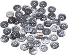 50 Pcs Natural Shell Buttons, 4 Hole Mother of Pearl Buttons 15mm Sewing Button Sewing Craft Shell Discs Wide Brim for Shirt Sewing DIY Crafts Decoration, Gray