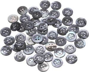 50 Pcs Natural Shell Buttons, 4 Hole Mother of Pearl Buttons 15mm Sewing Button Sewing Craft Shell Discs Wide Brim for Shirt Sewing DIY Crafts Decoration, Gray