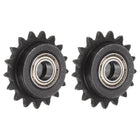 2pcs ANSI #25 / DIN(ISO)04C Roller Chain Idler Sprocket 9mm Bore, 1/4" Pitch, Hardened 17 Tooth Tensioner Sprocket, Insert 2 Bearings