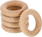 10Pcs Wood Rings, 1.18"(30mm) OD. 6.8mm Thick Natural Beech Solid Wooden Rings Smooth Unfinished Wooden Circles for DIY Crafting, Knitting, Macrame, Pendant