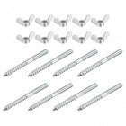 M6 Wing Nuts Butterfly Nut Silver Tone 10pcs and M6x70mm Hanger Bolt Double Headed Screw 8pcs