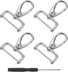 LinkMejor 4Pcs Swivel Clasps Hook, 32mm(1.25 Inch) D Ring Detachable Snap Hook Metal Lobster Claw Clasp Hook with Screwdriver for Purse Keychain DIY Craft, Silver