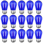 LinkMejor 15 stk S14 LED blå lyspærer, knusesikker 2 Watt E26 base