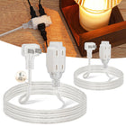 LinkMejor 6FT klar forlengerkabel 2 pakke, 3 utgang flat stikk, indendørs tynn kabel