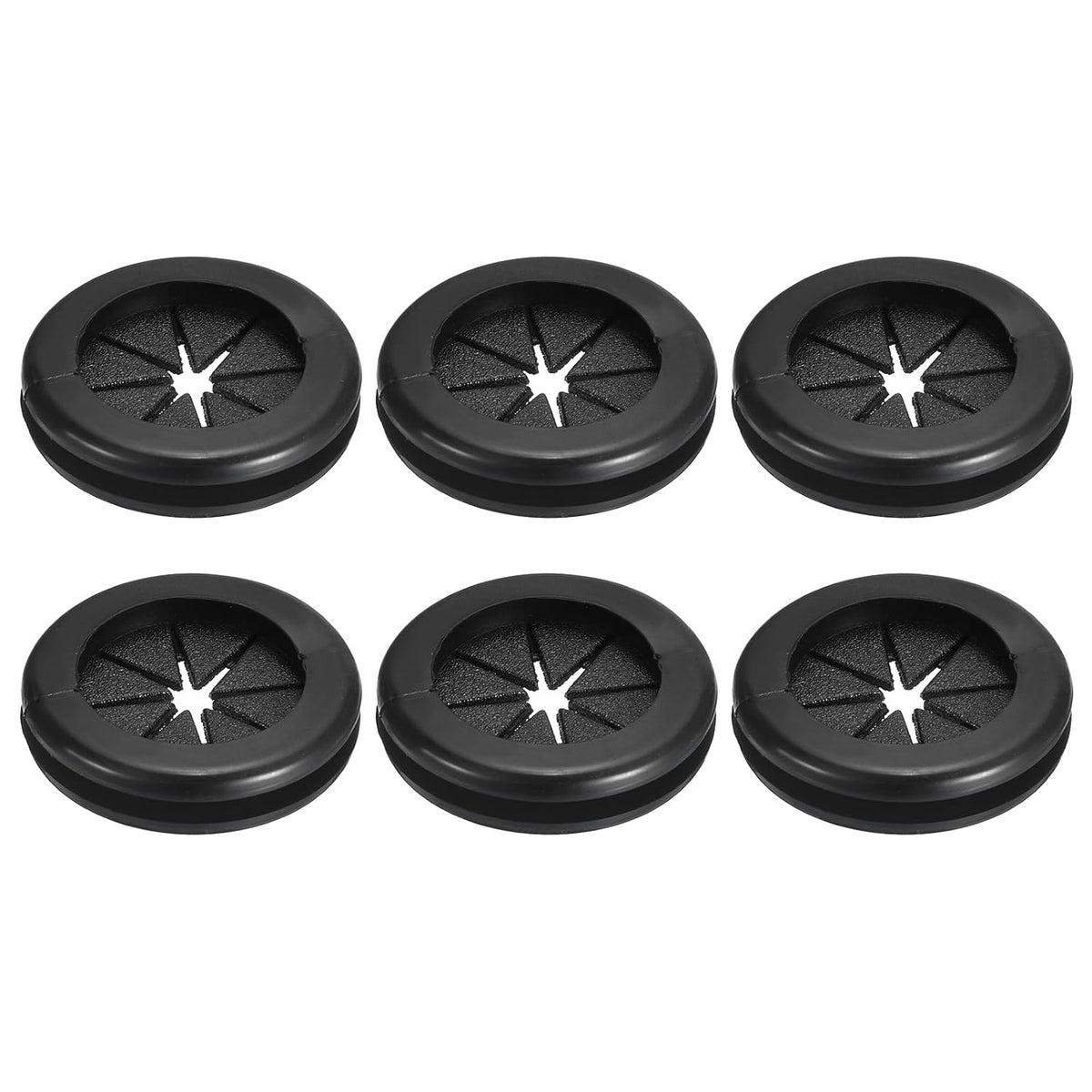 6Pcs Rubber Grommets 15/16"(24mm) ID 1-1/16"(27mm) Drill Hole Double Sided Firewall Hole Plugs Round Electrical Wiring Gasket, Black