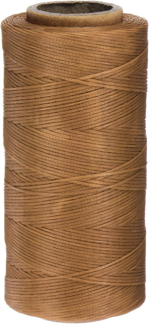 Lejerad tråd, 284 yards/260 m, 0,8 mm, 150D flate polyester allmäns tråd til lejererhandverk, bokbinding, guldbrun