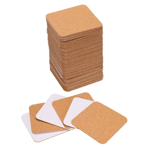 80pcs Self Adhesive Cork Coasters 3.5"x 3.5"x 0.06" Cork Mats Cork Tiles Cork Backing Sheets Mini Wall Cork Board for Coasters and DIY Crafts, Square Rounded Corner