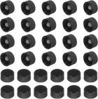 32 Pcs Phenolic Resin Cover, 18mm Poly Seal Screw Caps Plastic Replacement Bottle Caps Thread Plastic Lids for Chemicals Food Cosmetics Bottles, Black