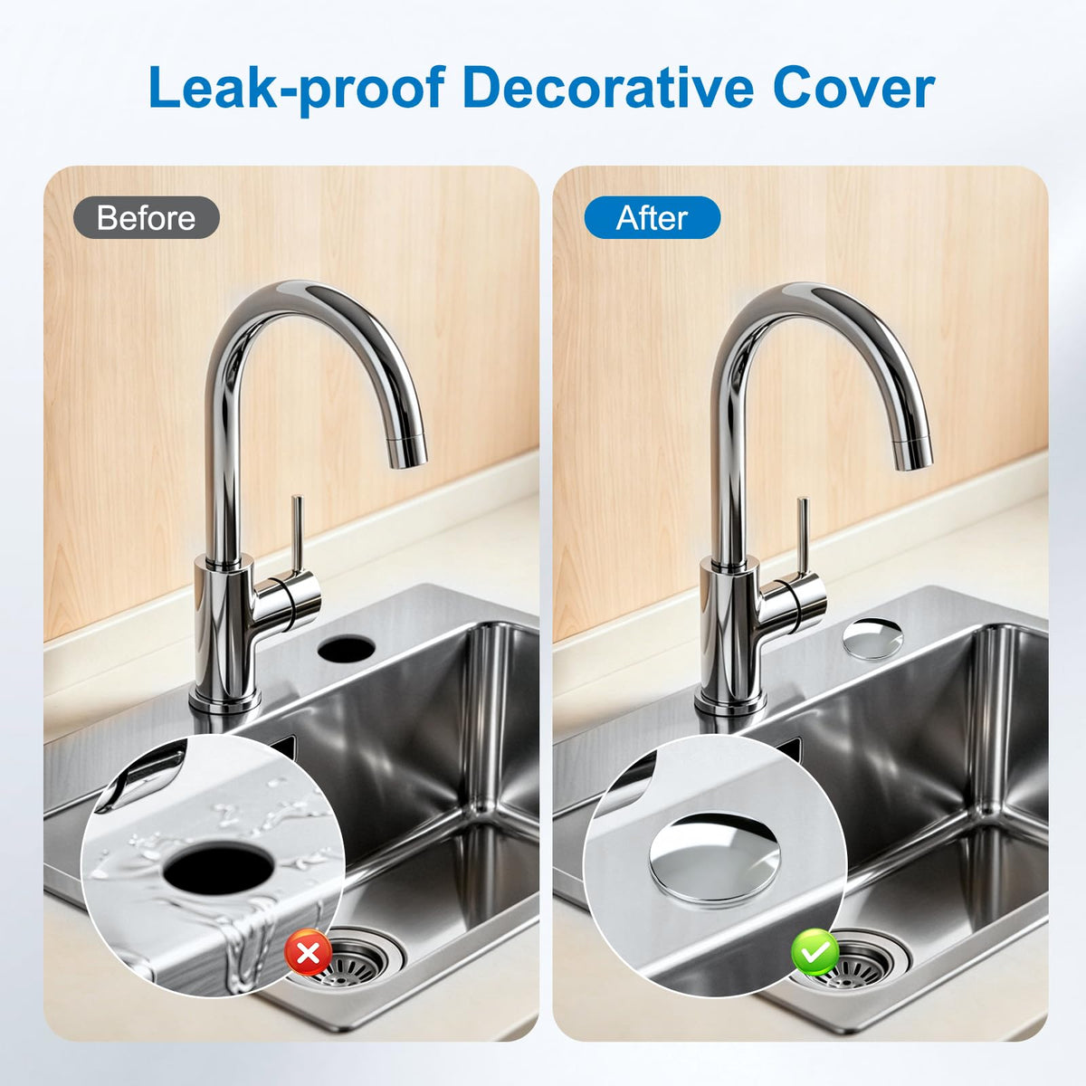 2 Inch Sink Hole Cover, Solid Metal Kitchen Faucet Hole Cover, Chrome
