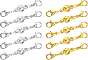 10Pcs Jewelry Clasps, Ball Clasps Locking Closures with Lobster Clasps for Bracelet Necklace Jewelry Making (6mm Silver, Gold)