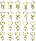 20 Pcs Metal Spring Snap Keychain Clip, Star Heart Shape Swivel Snap Hooks Lobster Claw Clasp with Open Jump Ring for DIY Crafts Bag Decoration, Gold