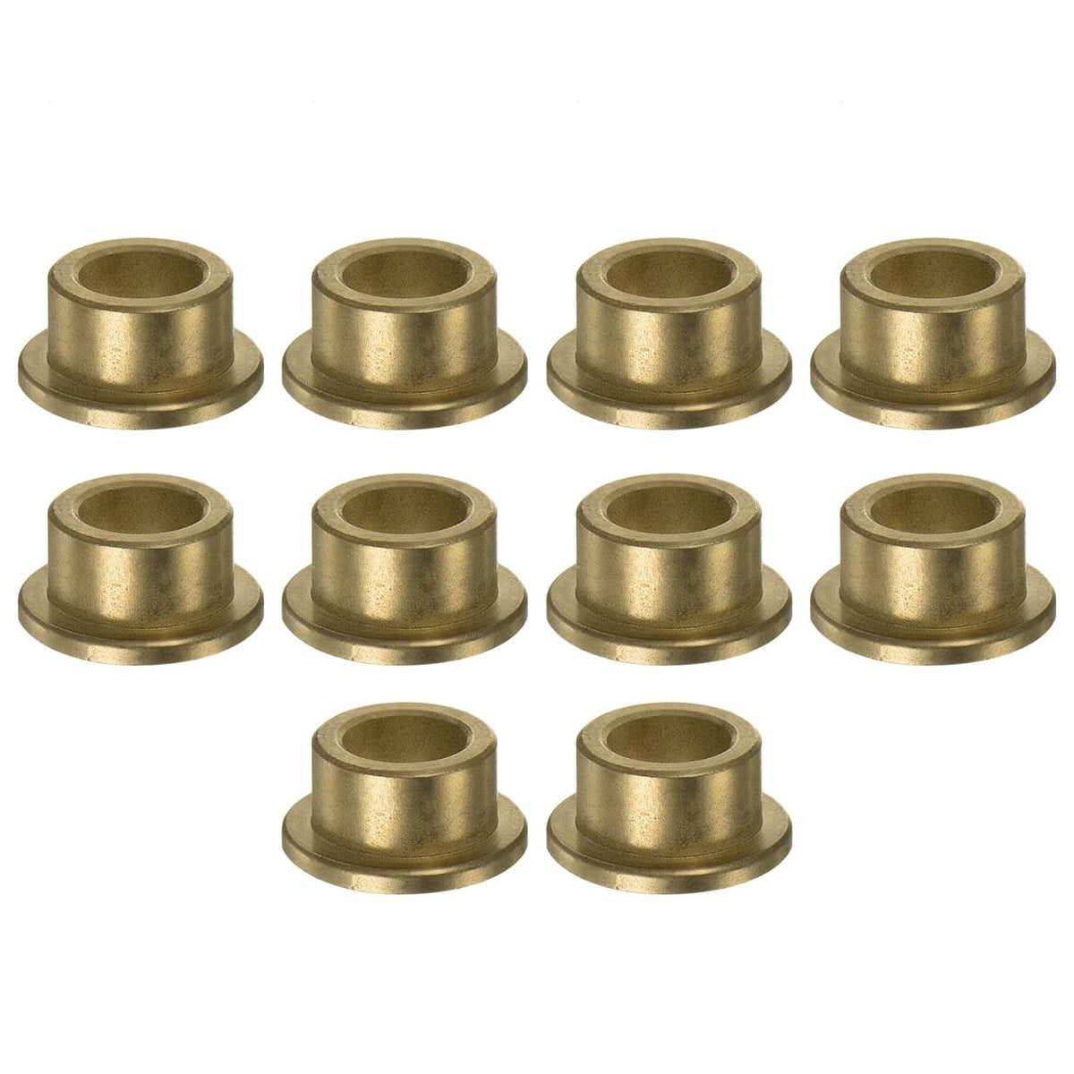 10pcs Flange Sleeve (Plain) Bearings 8mm Bore x 12mm OD x 8mm Length, Self-Lubricating Sintered Bronze Bushings