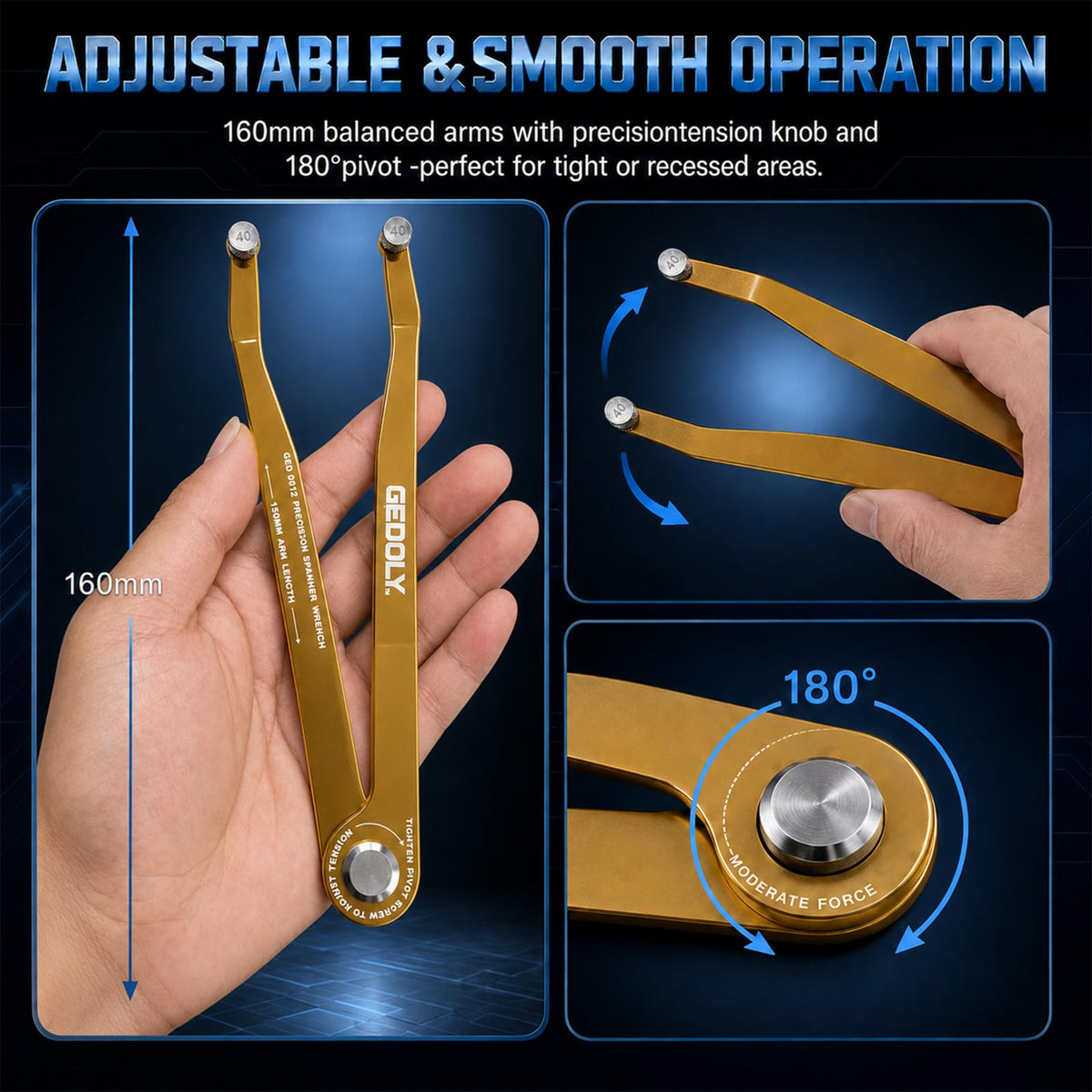 LinkMejor Aanpasbare Pin Spanner Sleutelset, Zware Taak Schok- & Lock Nutsen Tool