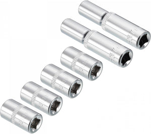 6 Adet 1/4 inçlik 10mm Derinliğindeki ve 7mm Derinliğindeki Soket Seti, Metrik 6 Noktalı, CR-V Çelik
