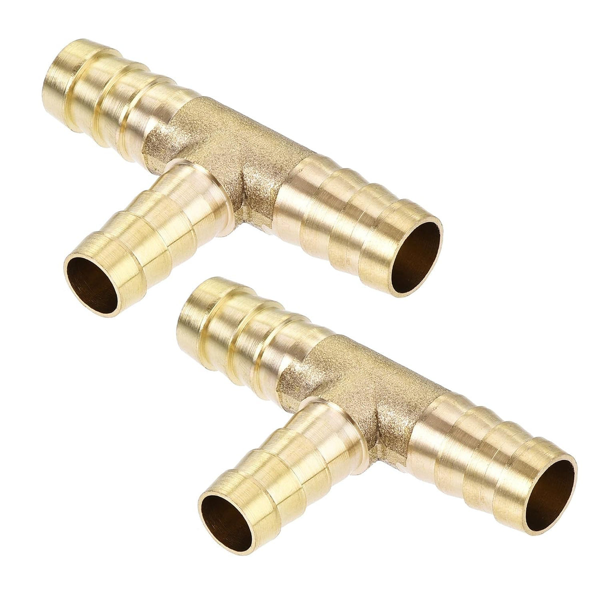 Reducing Barb Hose Fitting Tee T Shape Pipe Connector Brass 3/8" x 3/8" x 5/16" 2Pcs
