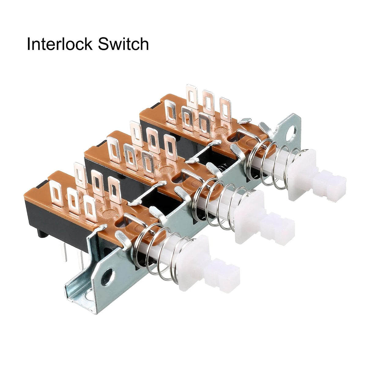 Interlock Push Button Switch Piano Type DPDT 6 Pin 3 Rad