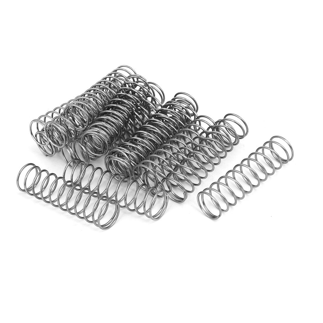 Compression Spring,304 Stainless Steel,14mm OD,1mm Wire Size,50mm Free Length,Silver Tone,20Pcs