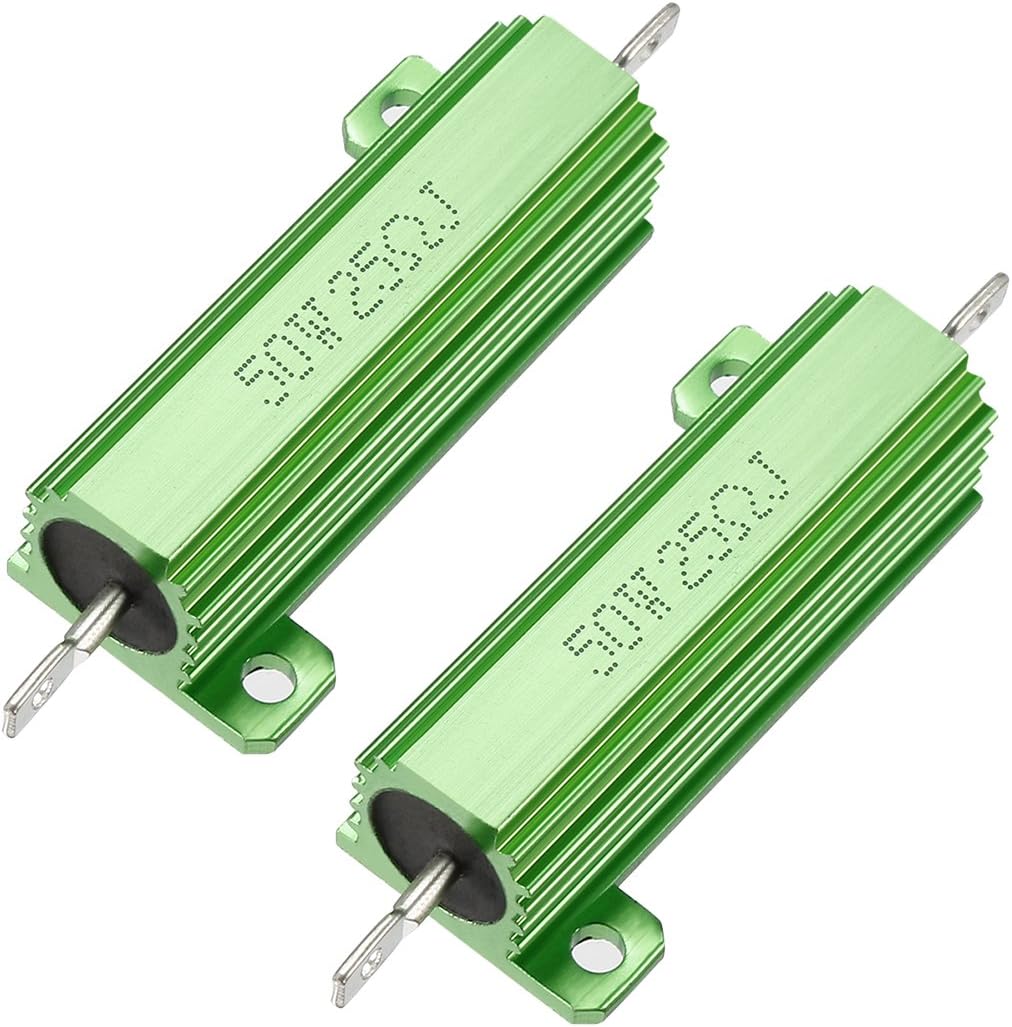 50W 25 Ohm 5% Aluminum Housing Resistor Screw Tap Chassis Mounted Aluminum Case Wirewound Resistor Load Resistors Green 2 pcs