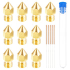 10Pcs 3D Printer Nozzle, Brass Nozzle 0.5mm, Extruder Print Head for 1.75mm M6 3D Printer