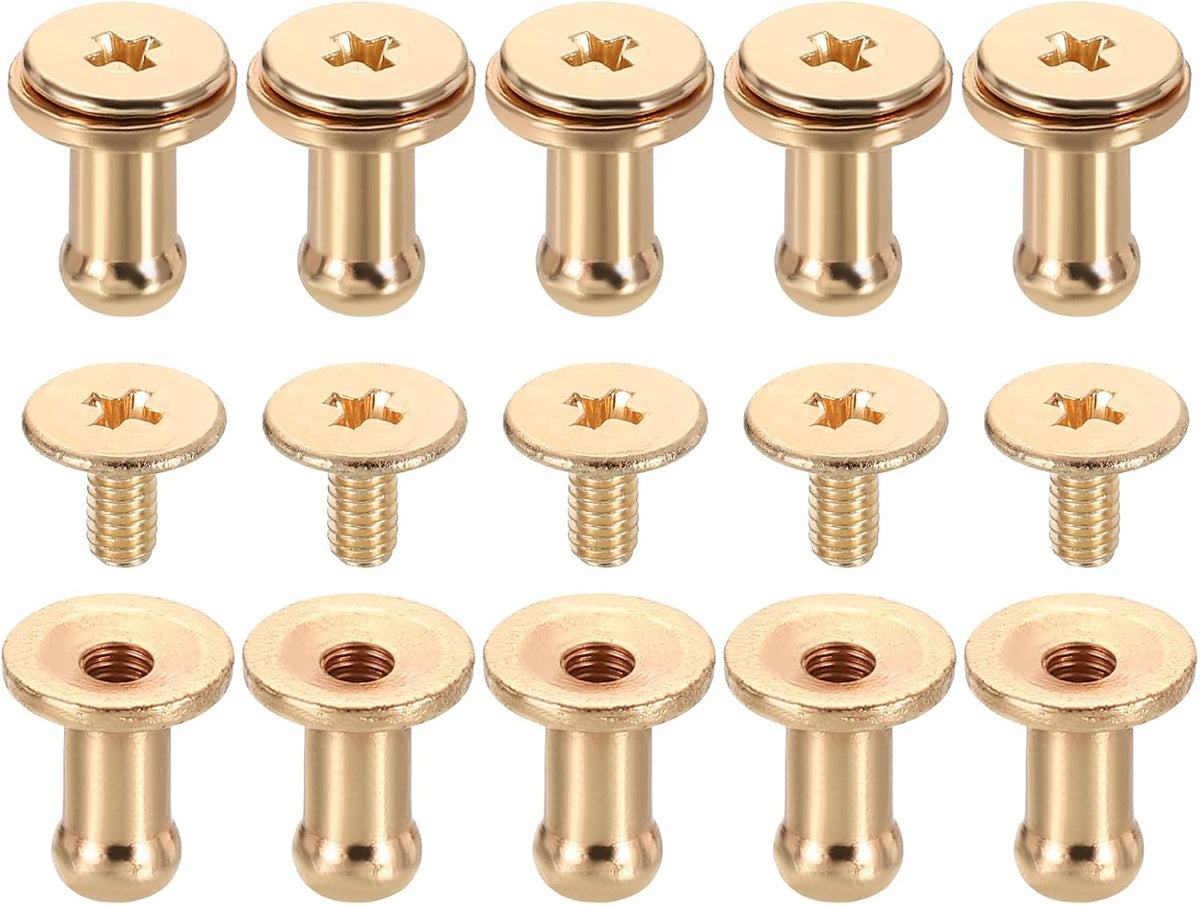 10 Pcs Brass Ball Head Stud Screw, 4mm/0.16" Nipple Rivet Button Strap Stopper for DIY Leather Craft, Gold Tone