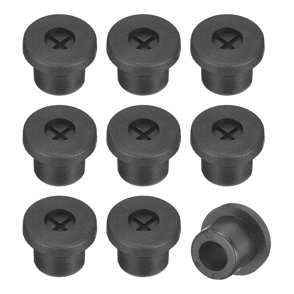 12 Pcs Cable Cord Grommet, 3/8 Inch (10mm) Desk Grommet Flexible Rubber Grommets Wire Hole Cover Pass Through for Office Computer Desk Wire Organizer, Black