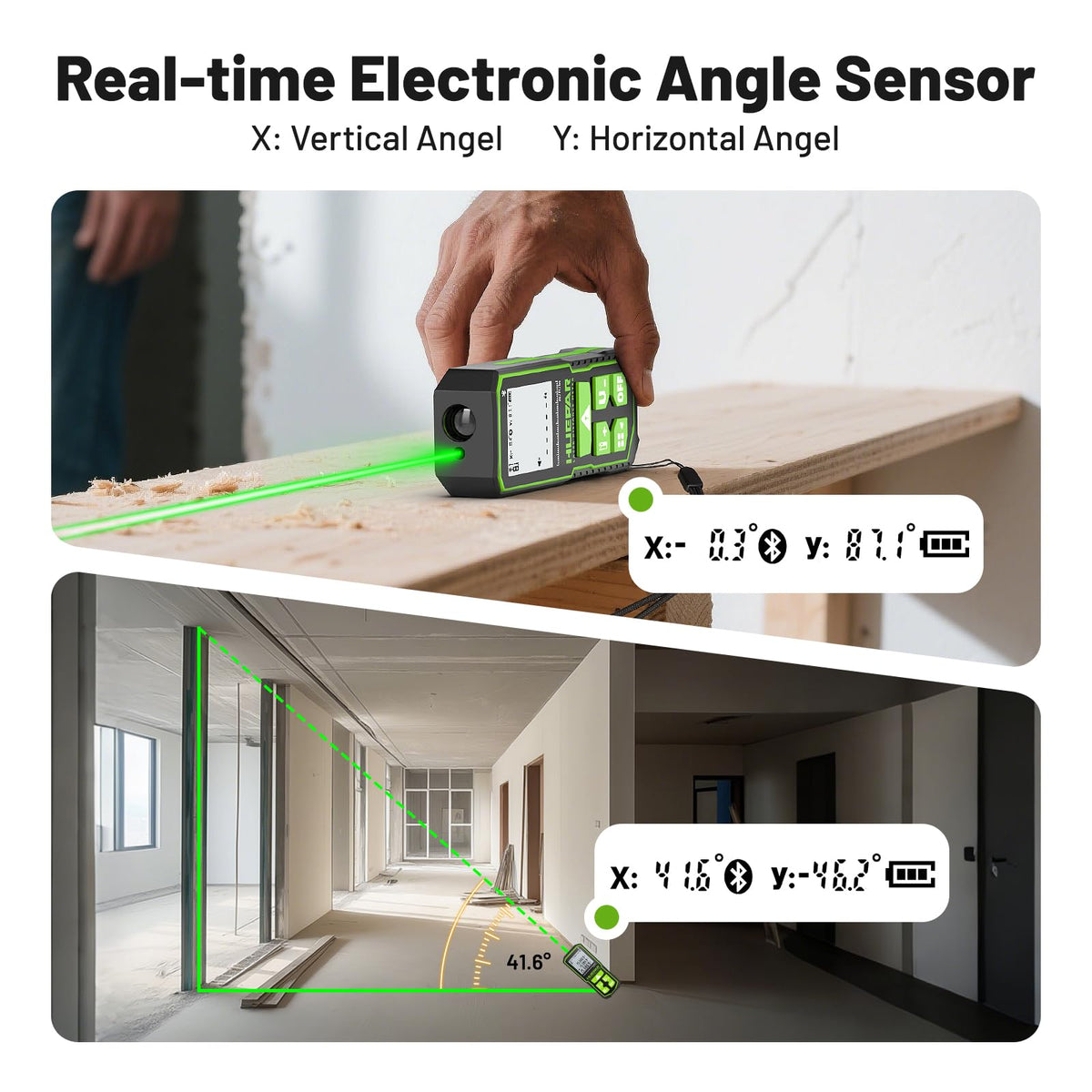 LänkMejor Bluetooth Grön Laser Mätverktyg 200FT, S60-G-BT