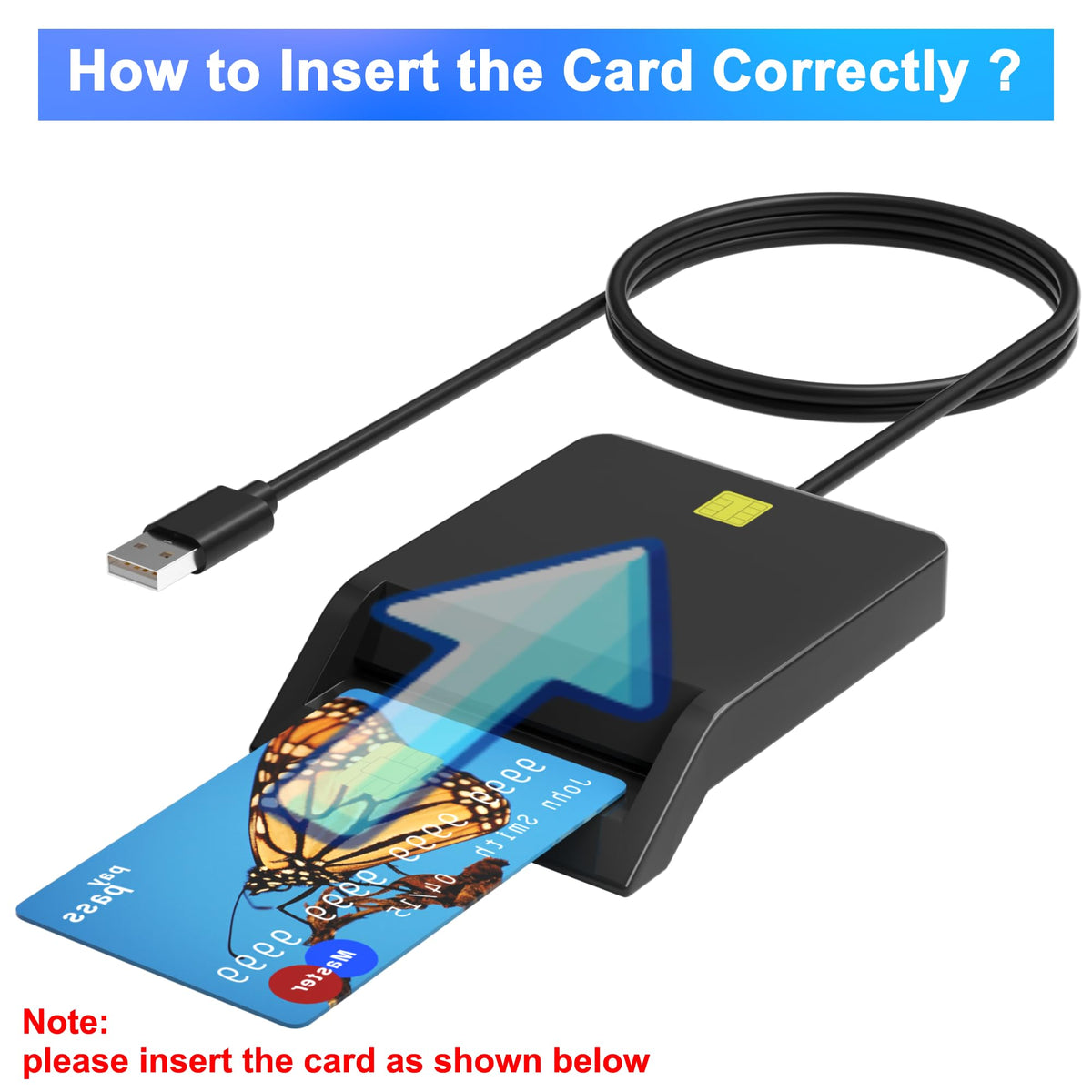 Lecteur CAC Militaire, Lecteur de Carte CAC Intelligente, Lecteur de Carte CAC Militaire USB-A Commun pour l'Accès DOD, Compatible avec Windows, Mac OS
