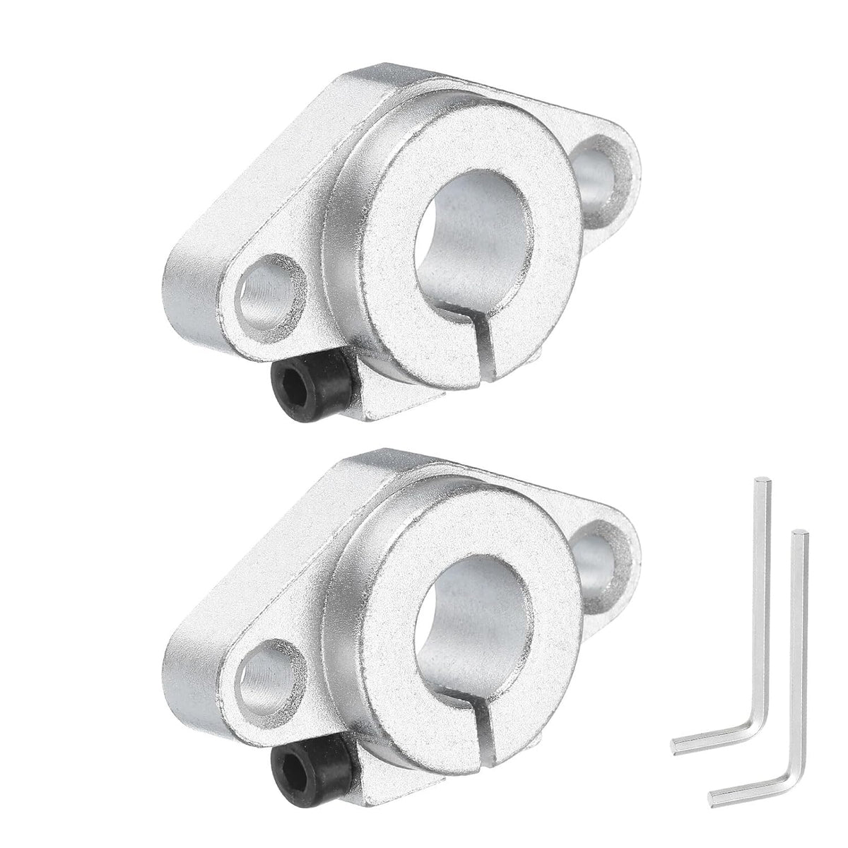 2pcs SHF12 Aluminum Linear Rod Rail Shaft Support for 12mm Diameter Shaft, Linear Motion Rail Guides Mounting Bracket for CNC Machine, 3D Printer, Automation Equipment, Silver Tone