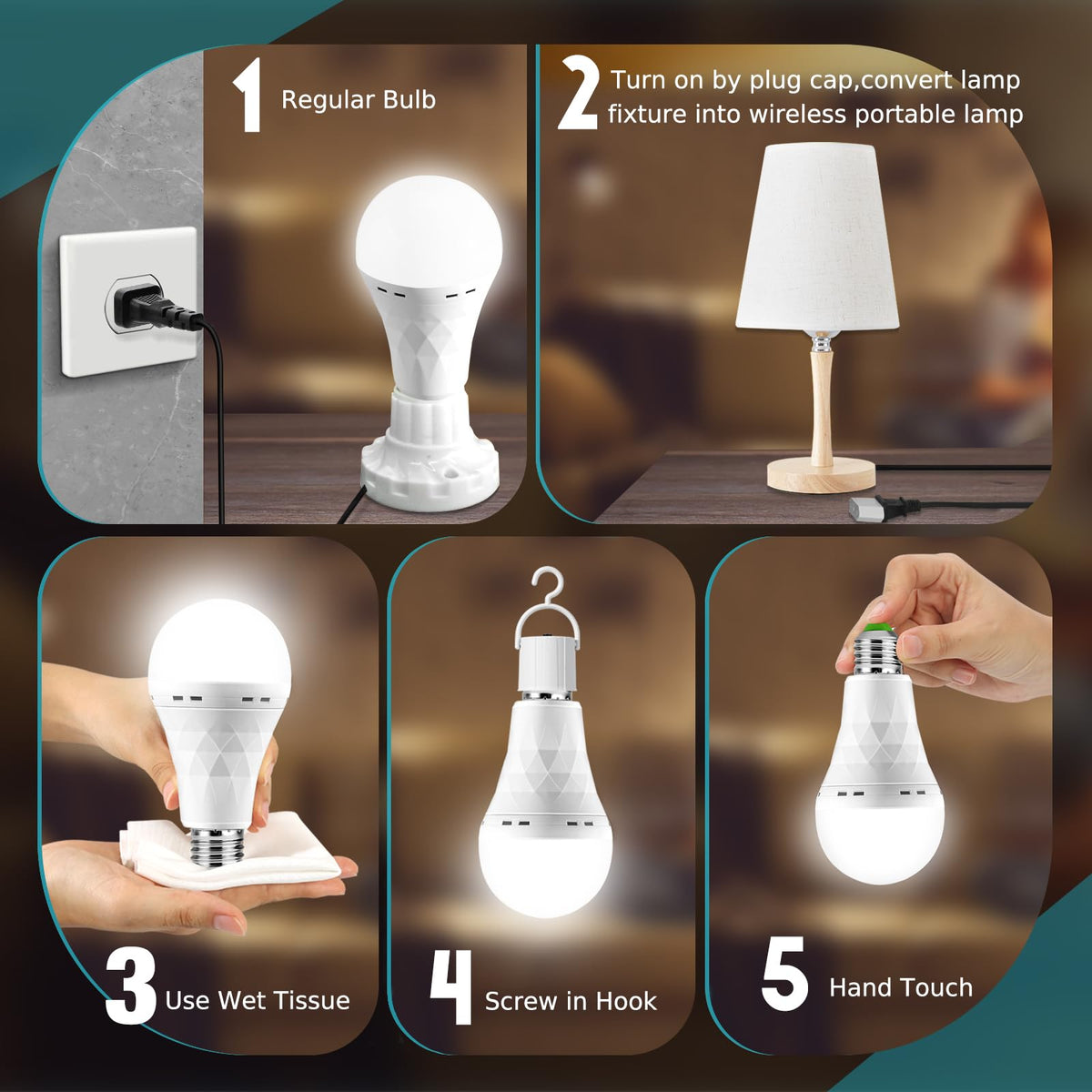 LinkMejor 6 Pack Lumină de Urgență Recargabilă, Bulb Alimentat de Baterie