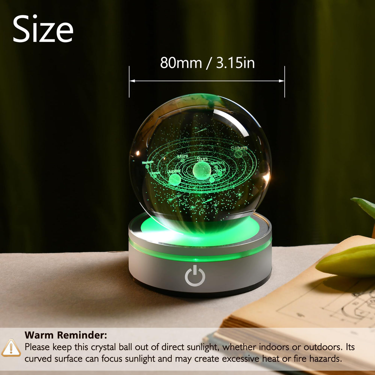 LinkMejor 3D Sistema Solar Esfera de Cristal Modelo Presente Astronomia Espacial Presente