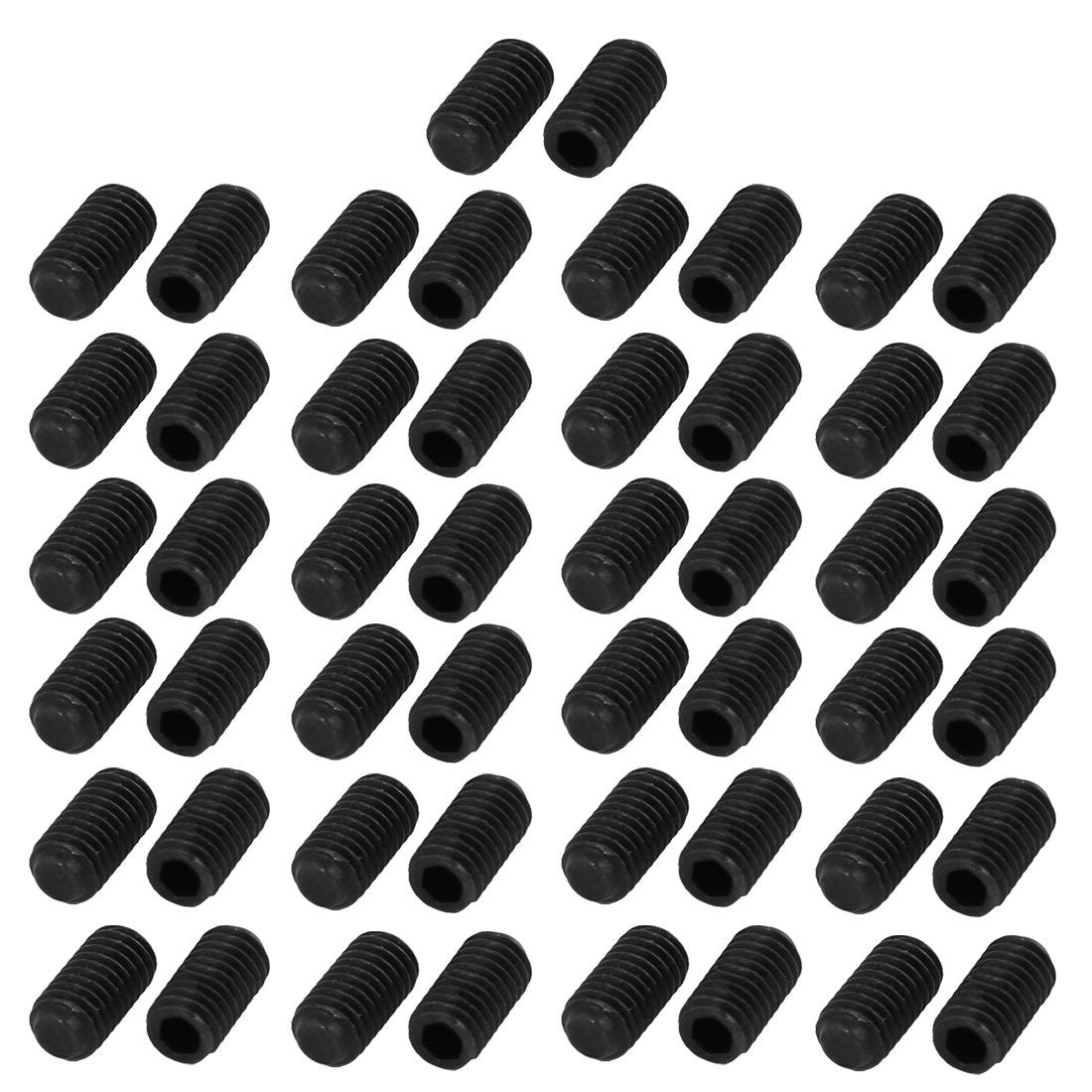 M3x6mm Metric Carbon Steel Hex Socket Set Flat Point Grub Screws Black for Towel Rack Door Knob 50pcs