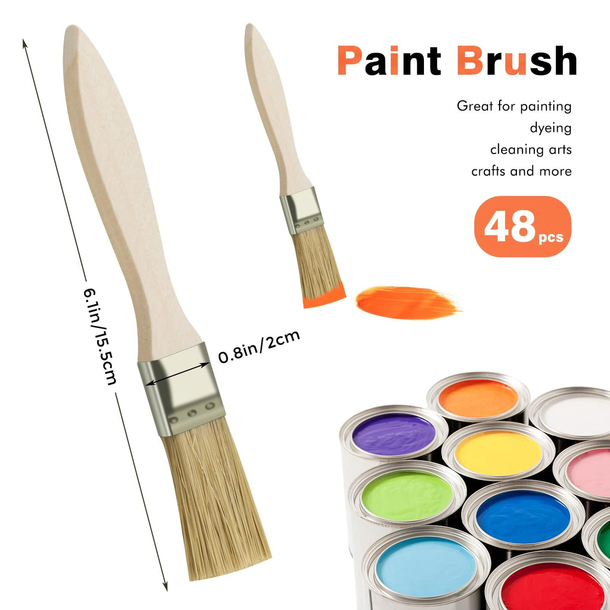 LinkMejor 48 Pack 1 Pulgada Brochas de Pintura, Set de Brochas de Chorro Universal
