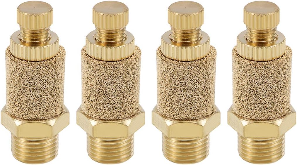 Top Adjustable Pneumatic Air Exhaust Muffler Copper 1/8 BSPT Gold Tone 4pcs