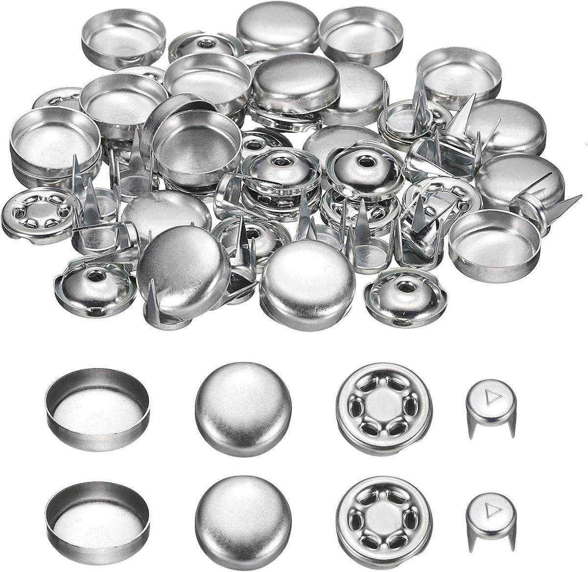 20Pcs Baseball Cap Button, 15mm/0.59 Inch Aluminum Hat Snap Button Replacement Cap Top Cover Buttons for DIY Sewing Hat Clothing Making Accessories, Silver