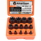 LinkMejor 14 kpl naistoistoksi E-Torx Star Socket Set/Rail, 1/4" 3/8" 1/2" Drive, E24 ulkoinen vääntösocket-set