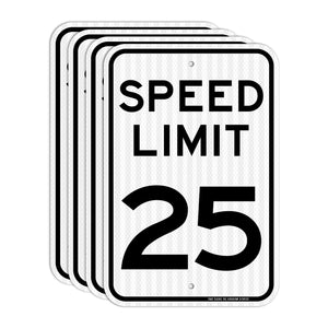 LinkMejor (4 Pack) Speed Limit 25 MPH Sign, Slow Down, Traffic Sign, 18" x 12" Engineer Grade Reflective Sheeting, Rust Free Aluminum, Weather Resistant, Waterproof, Fade Resistant, 2 Pre-drilled