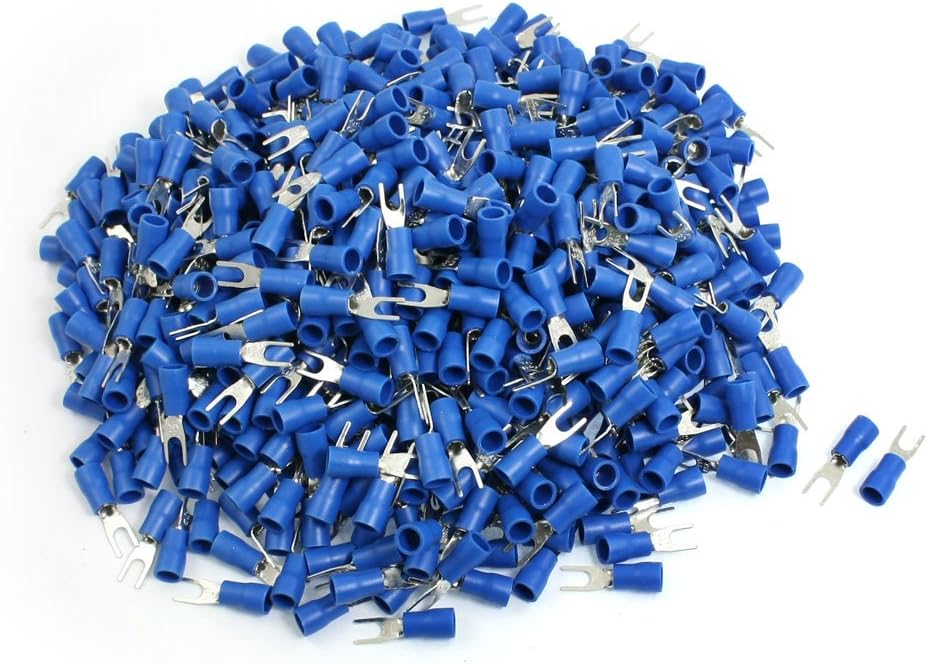 1000 Pcs SV2-3.7S AWG 16-14 Blue Pre Insulated Fork Terminals Connector