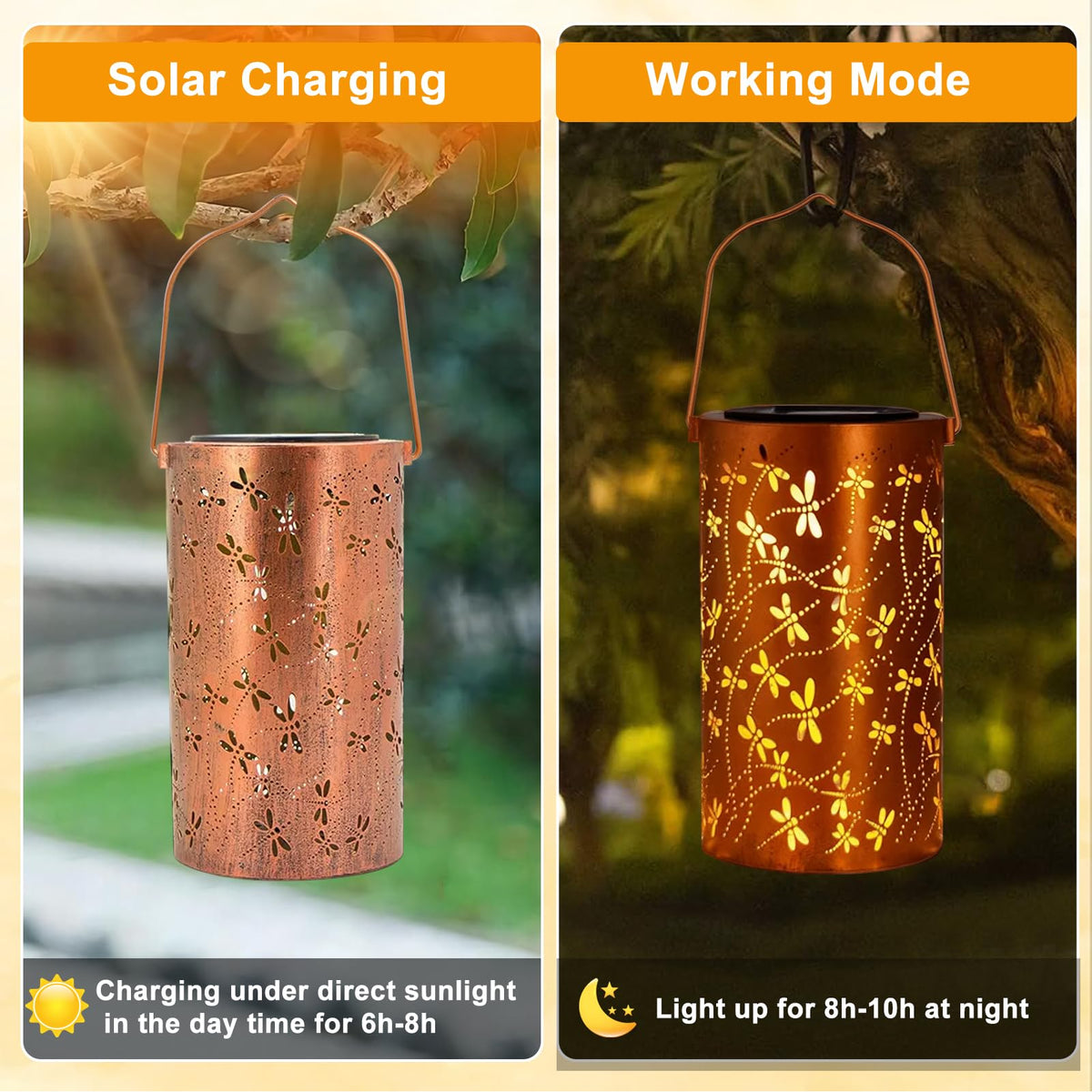 LinkMejor Lanternas Solares Dragonfly à Prova d'Água Luminárias de Suspensão ao Ar Livre