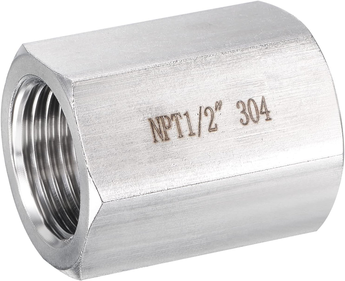 304 Stainless Steel Pipe Fitting Reducer Adapter 1/2NPT Female x 1/2NPT Female for Water Oil Air Pressure Gauge Temp Sensor