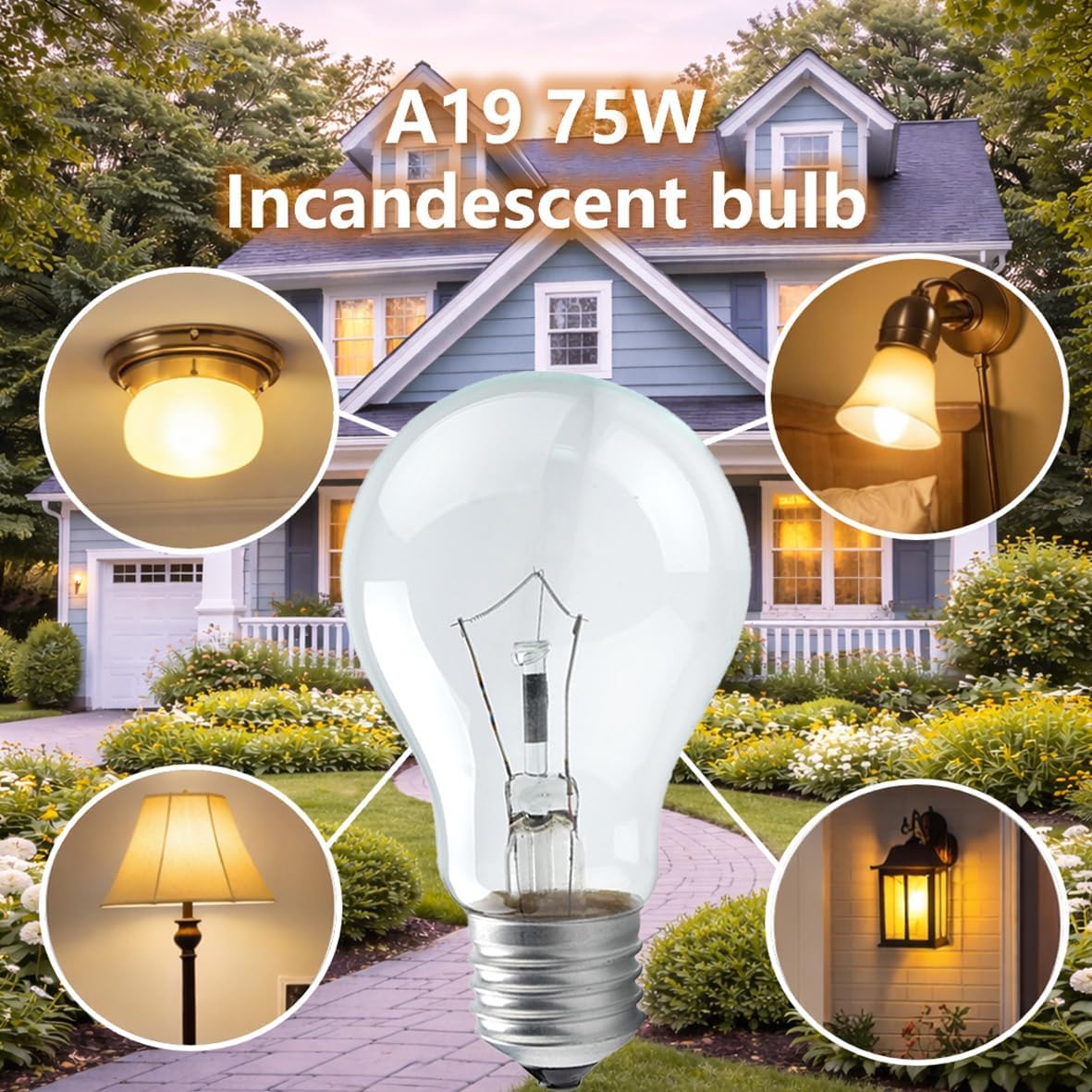 LinkMejor Glögglamp 75W, A19 E26 Mellertoppe, Styrbar, Mjög vit - 6 Stykker