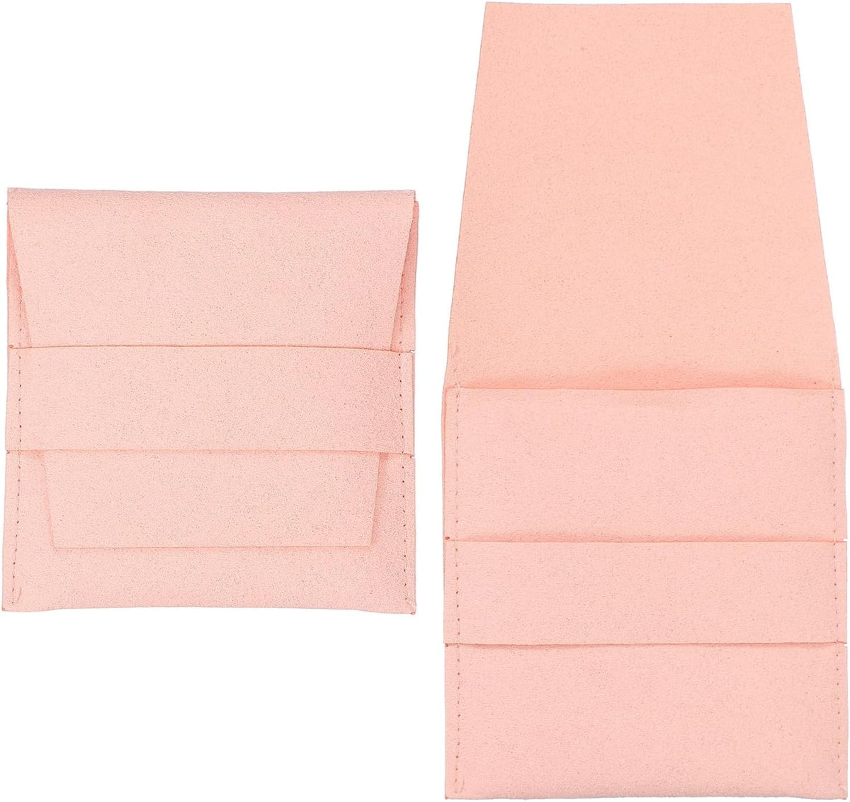 2 Pcs Microfiber Jewelry Pouch, 8 x 8cm Jewelry Packaging Bag Small Portable Envelope Style Storage Pouch for Earring Bracelet Necklace Brooches Pendants Packaging, Pink