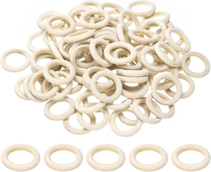 100 PCS 35mm /1.4in inch Natural Wood Craft Ring, Small Wooden Rings Circle, Unfinished Solid Wood Pendant Connectors for DIY Craft, Macrame, Ring Pendant and Jewelry Making