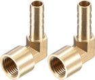 Brass Hose Barb Fitting Elbow, 8mm Barbed x G1/4 Female Pipe Connector Adapter for Water Fuel Air, Pack of 2
