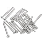 M5-0.8 x 50mm 30Pcs Flat Round Head Screws 304 Stainless Steel Phillips Drive Machine Screws Hardware Fastener for Furniture Connection