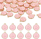 LinkMejor 52pcs Letter Charm, Enamel Letter Pendants, Alphabet D Pendants Double Sided Beads Charm for DIY Bracelet Necklace Pendants Earring Jewelry, Pink