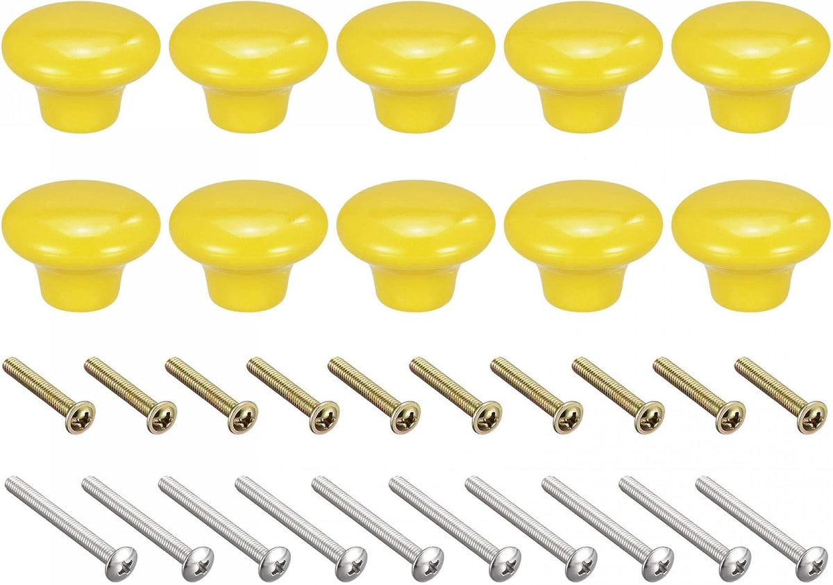 38x28mm Keramik-Schrankgriffe, 10 Stück Pilzform Türgriffe Gelb