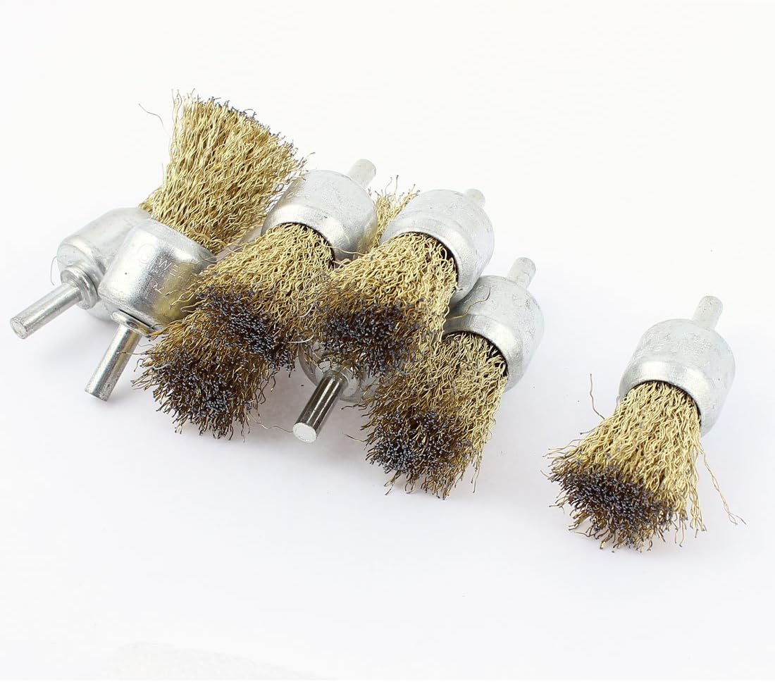 6mm Shank 25mm Dia Crimped Steel Wire Clean Polishing Brushes 8pcs
